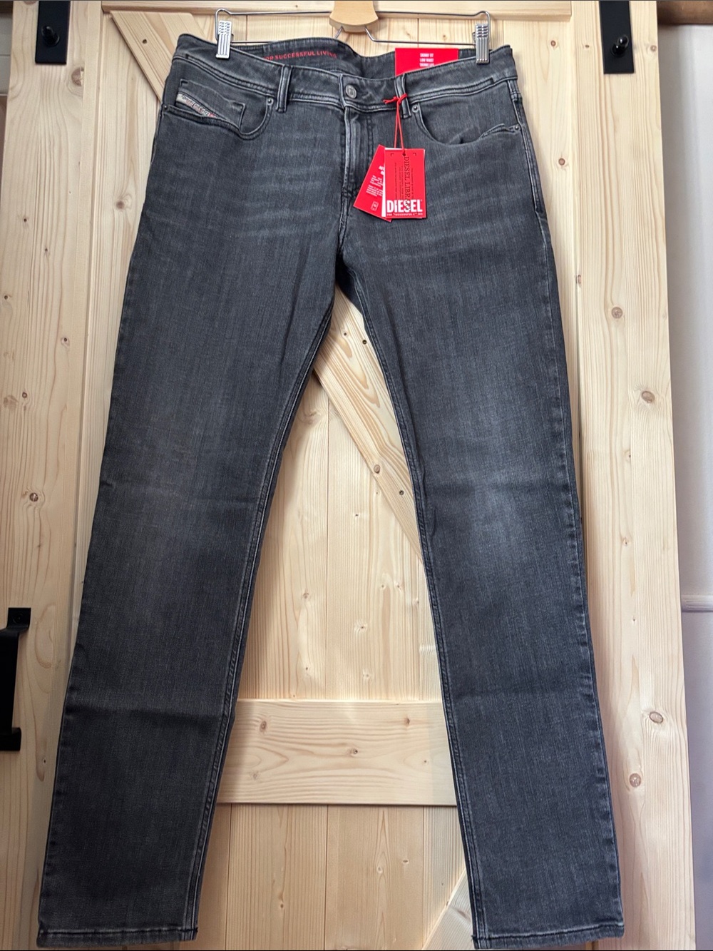 Diesel Men's Slim Straight Jeans in Charcoal Grey